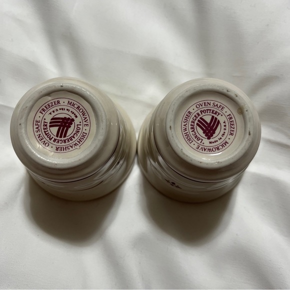 Longaberger Pottery Woven Traditions 2 Condiment,Votive Small Cups - Picture 2 of 4